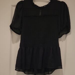 Torrid Elegant Black Smocked Blouse